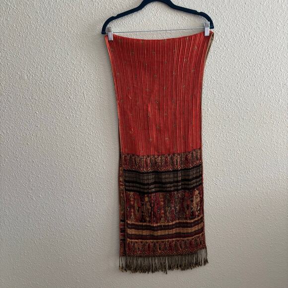 Pashmina 55% Pashmina 45% Silk Scarf Orange Brown Fall Colors One Size - Picture 7 of 7